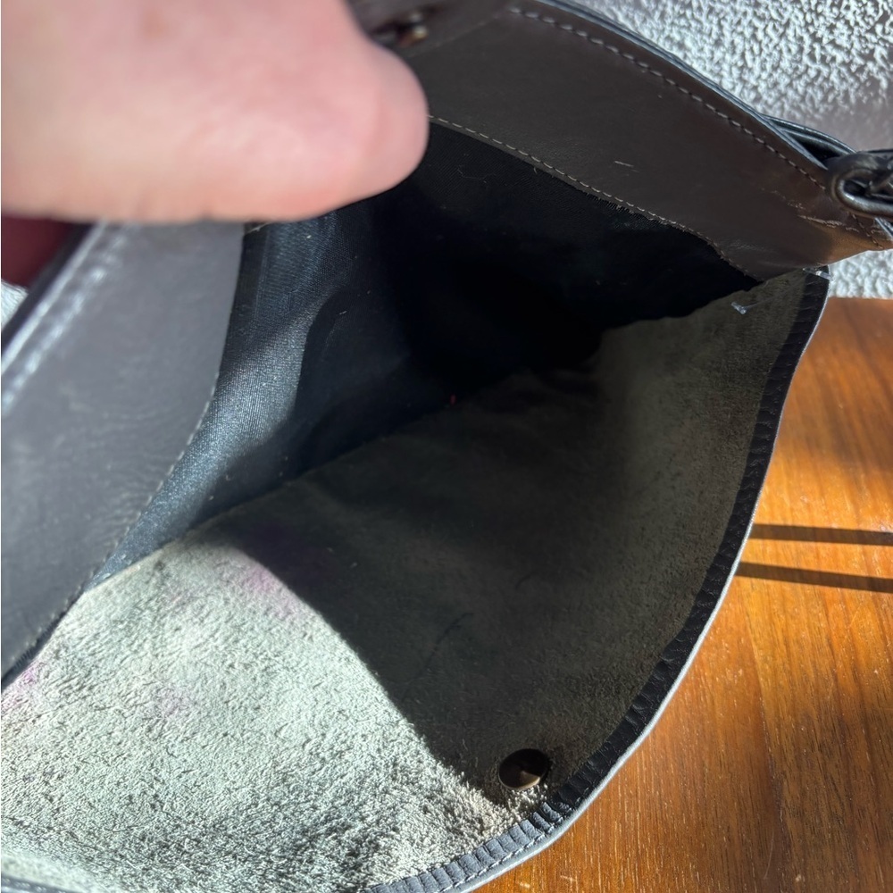 Elegant Grey Vintage Nordstrom Leather Wristlet Clutch 227 - Picture 5 of 5
